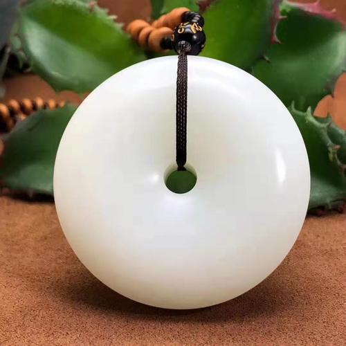 保真正品脂白新疆和田玉籽平安扣平安挂件吊坠颈饰