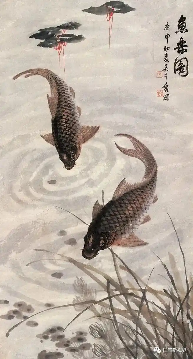 国画《锦鲤》李青霞画.@三川 - 抖音