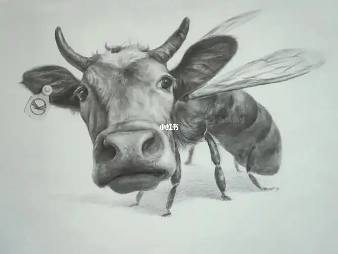 《牛bee》90 蜜蜂#成都画室  #成都画室集训  #创意素描  #素描动物