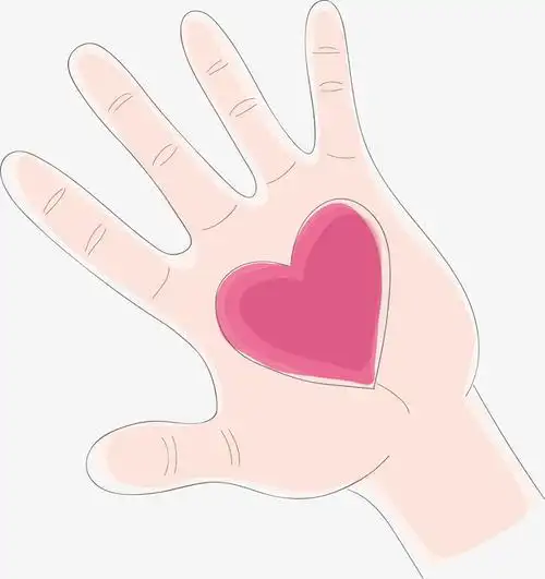 矢量图手掌印刷红心