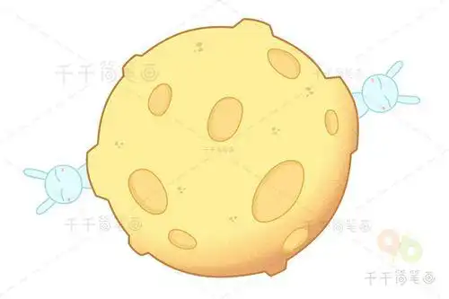 月带坑的月球简笔画