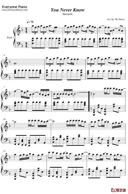 you never know钢琴谱-blackpink-blackpink1