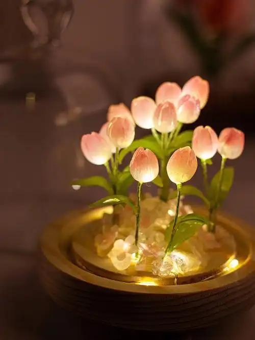南沐纯手工制作热缩diy郁金香小夜灯led床头