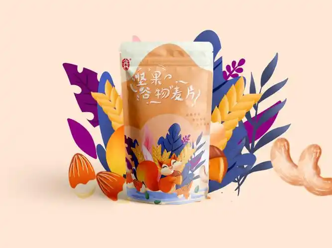酸奶谷物/坚果谷物插画包装设计