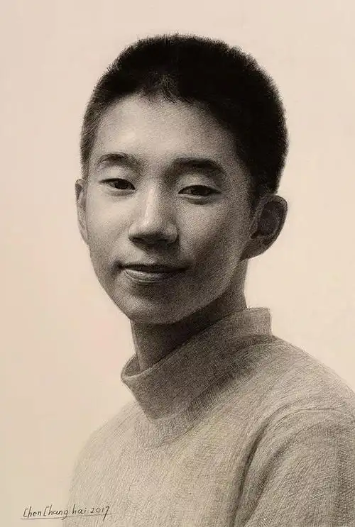 布面油画 2014年《东方少女》130x110cm 布面油画 2014年陈长海决心把