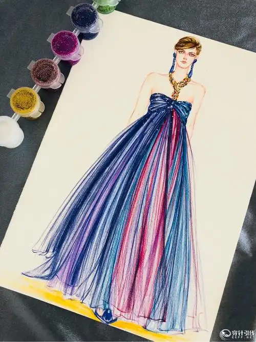 彩铅时装插画步骤分享-服装画/服装设计手稿 - 穿针引线服装论坛