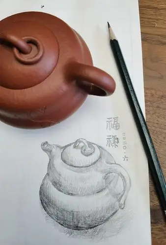 静物素描紫砂壶