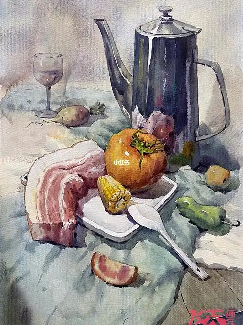 水彩蔬菜酒杯组合步骤