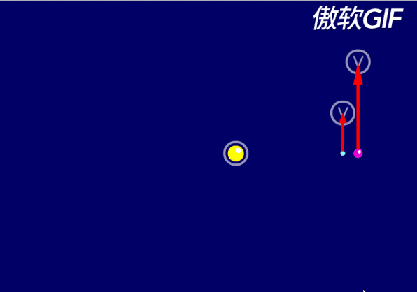 下面这个图也有点类似,只不过黄星和紫星质量相近,互为双星.