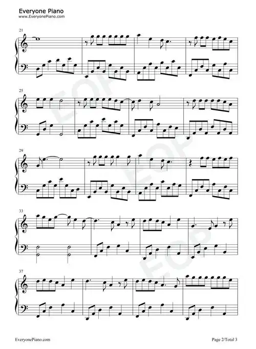 心太软-c调简单版五线谱预览2-钢琴谱文件(五线谱,双手简谱,数字谱