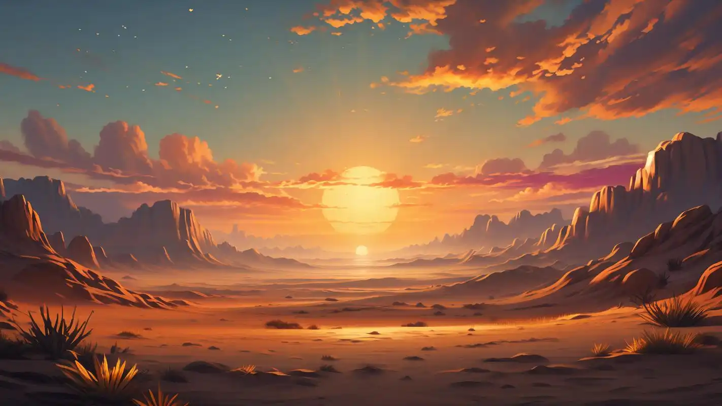 93沙漠落日余晖壁纸精选99 走进沙漠,感受那落日余晖的温暖与壮美