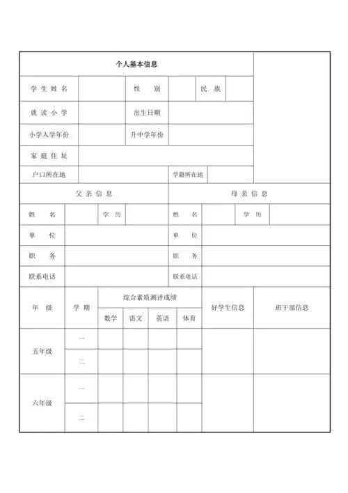 小升初个人简历模板
