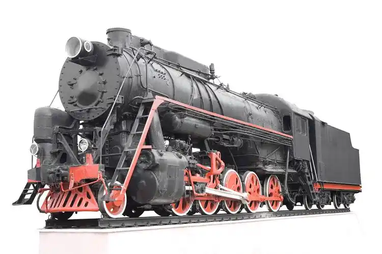 白底背景灰色老式经典蒸汽火车头