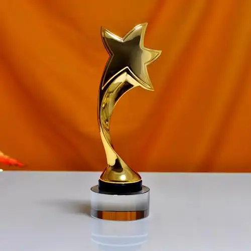 金属五角j星创意奖杯制作免费刻字水晶奖牌定做定制制作商务礼