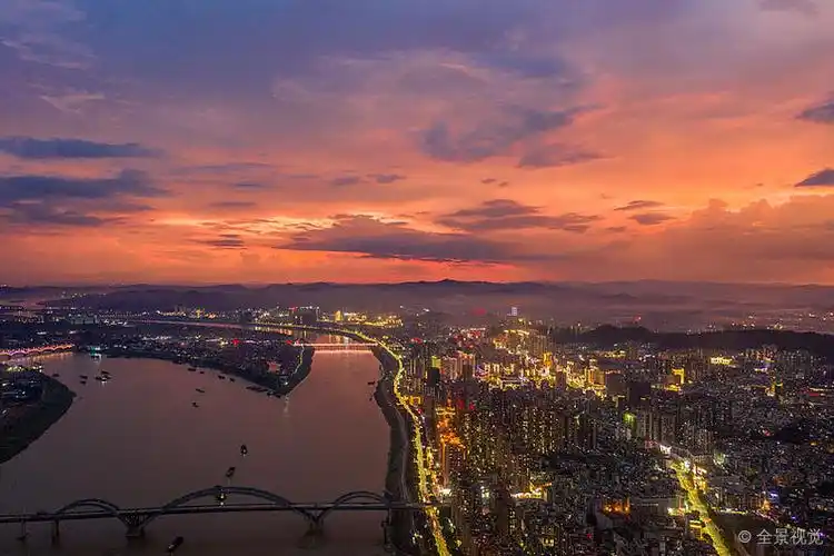 广西梧州_夏日红霞美_高清图片_全景视觉