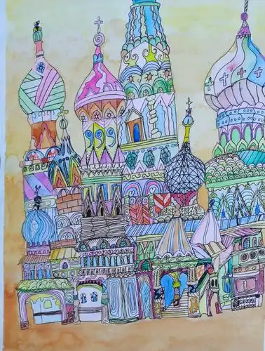 62号刘慧欣9岁女乐艺《彩色的城堡》小学低年级组绘画