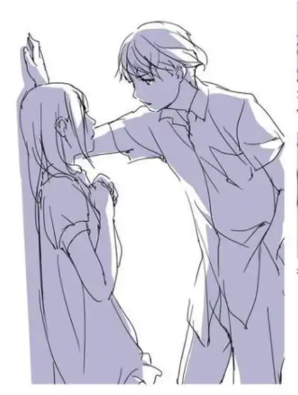 漫画教程女生被男生壁咚怎么画