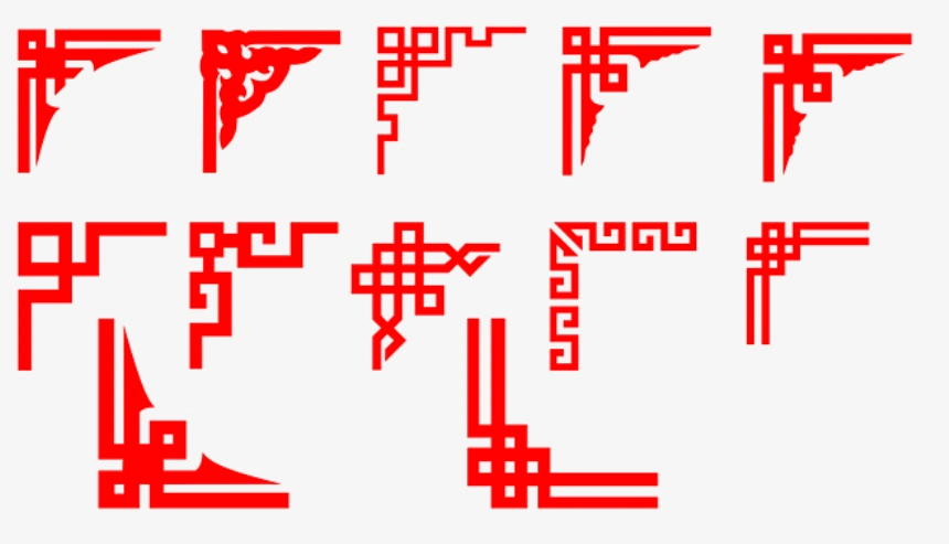 中式古典角边花