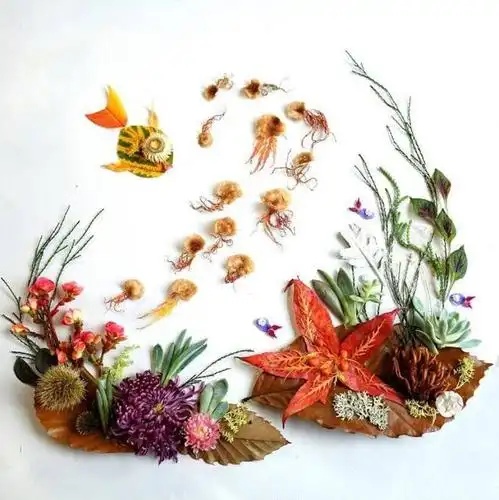 不可思议的花瓣拼贴画,林间拾趣的奇妙旅程.