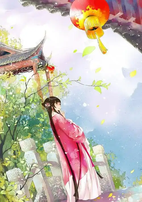 古风唯美庭院插画背景图片-素材7mikkqggq-新图网