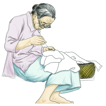 缝衣服的母亲 妈妈 暮年