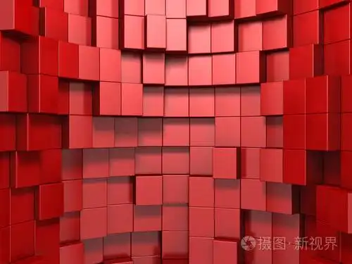 抽象几何背景在红色立方体.3d 渲染