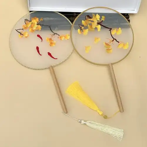 古风扇子流苏半透古装双面刺绣团扇女式汉服扇子