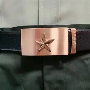 将军迷腰带玫瑰金扣头层牛皮腰带男皮带虎牙扣头牛皮裤带自动外串