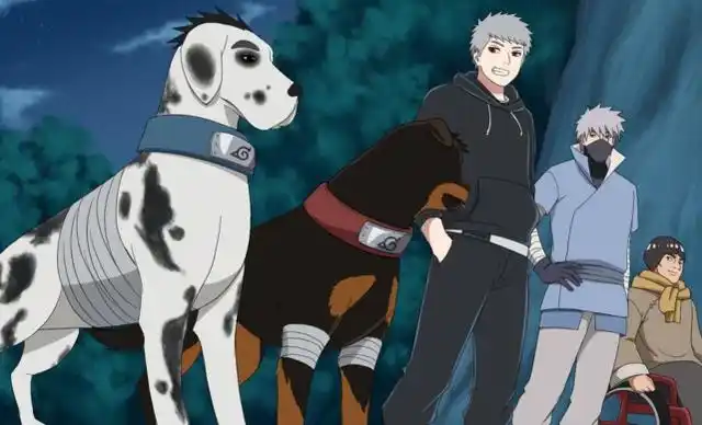 火影同人卡卡西儿子出生通灵兽成斑点狗与未来cp感十足