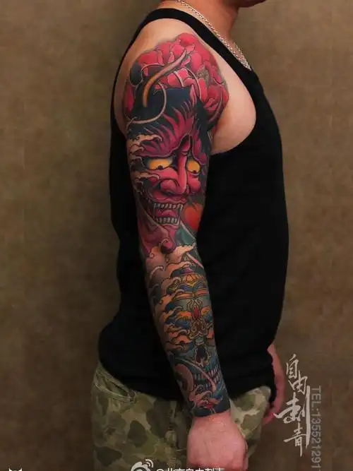 嘎巴拉般若花臂_纹身图案手稿图片_唐平的纹身作品集