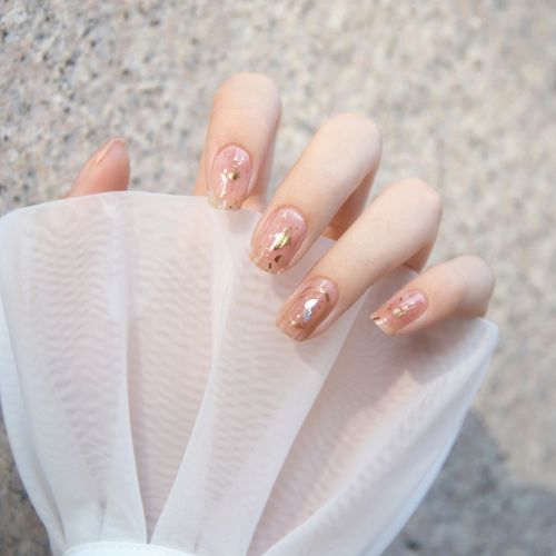 麦芽糖朵媛儿甲油膜晕染美甲贴片指甲贴纸成品可穿戴拆卸持久防水