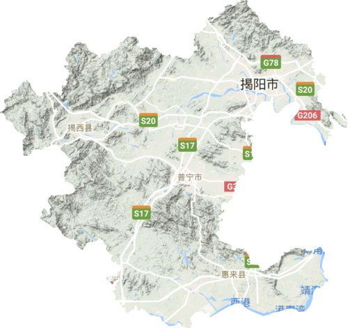 揭阳市高清地形地图