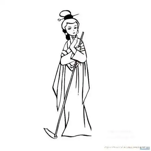古代人简笔画女人物背景
