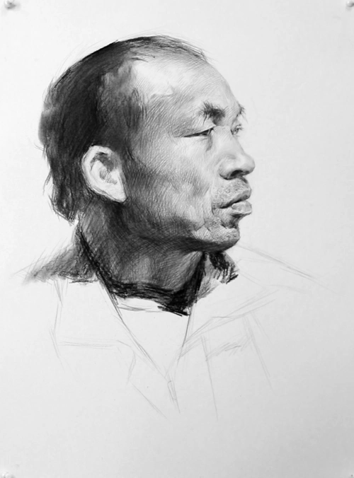 每日一画素描头像侧脸步骤图北京飙地画室