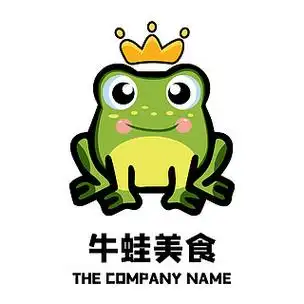 卡通风格牛蛙美食logo