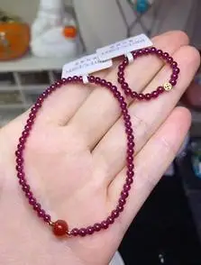 特价天然酒红石榴石3mm手链戒指晶体通透