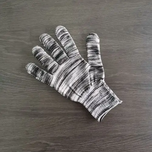 手套芯黑白条纹耐脏尼龙工作防滑园林采摘耐磨劳保防护针织手套坯