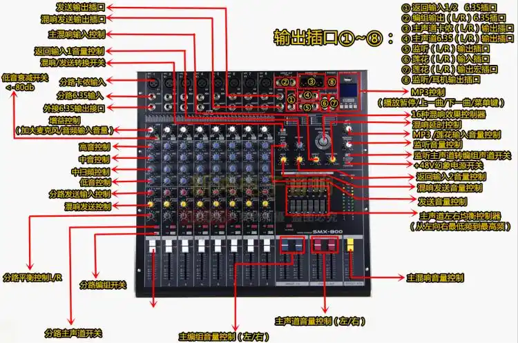 声艺8路12路16路专业调音台带usb混响效果双均衡舞台婚庆演出包邮