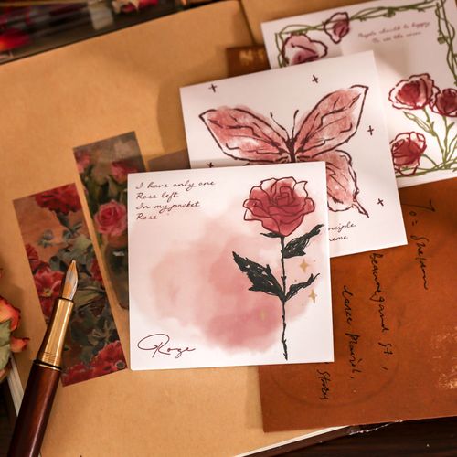 玫瑰宇宙便利贴 ins复古高颜值花束便签可粘文艺墙贴手账素材纸本