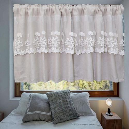 棉麻半帘门帘素色卧室洗脸盆半截窗帘防尘布书柜免打孔短帘小窗帘