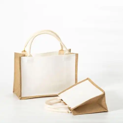 复古diy学生培训广告手提熊猫墩墩亚麻黄麻布袋现货加印logo