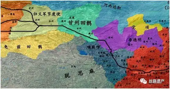 归义军,甘州回鹘,河西节度使等势力互相攻杀.