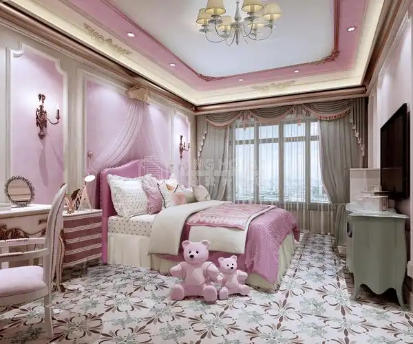 整个房间粉色的,简单明了,舒适.