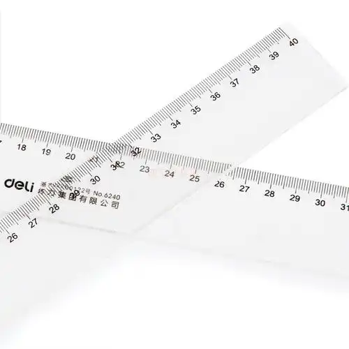 得力6240塑料透明直尺40厘米小学生文具测量工具各类尺