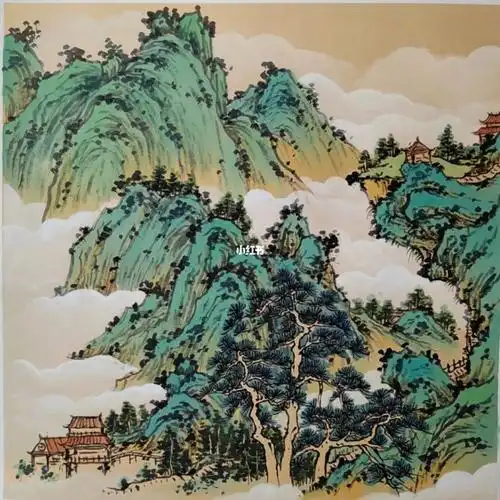 青绿山水小品尺寸5050卡纸宣