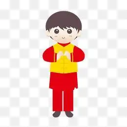 作揖的唐装简笔画