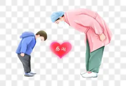 鞠躬作揖小患者和医生护士互相鞠躬感谢感恩素材