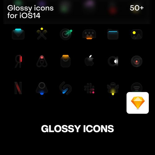 58款炫彩发光酷炫ios14系统应用程序icon图标矢量设计素材源文件