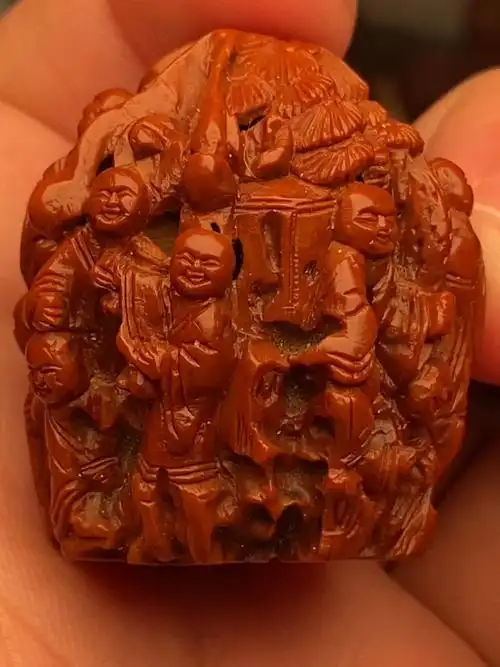 民国雕刻人物秋子核桃