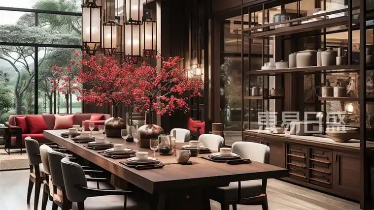 新中式风格aigc案例效果图>更多餐厅装修图集厨房厨房空间散发着优雅